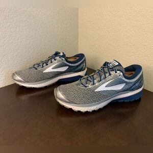 Brooks Ghost 10 Running Shoes Sneakers Silver Blue Gray Men’s Size 10.5